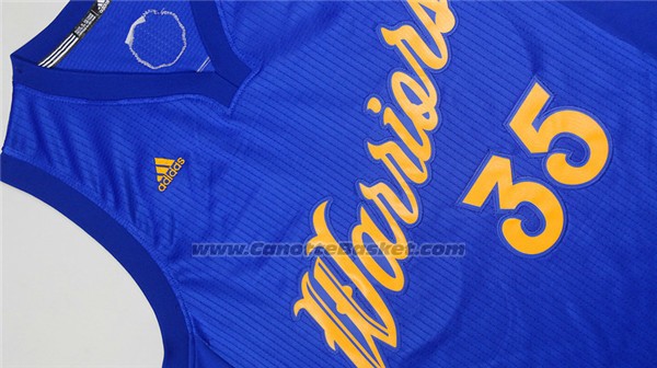 Maglia Natale 2016 Golden State Warriors Kevin Durant #35 Blu